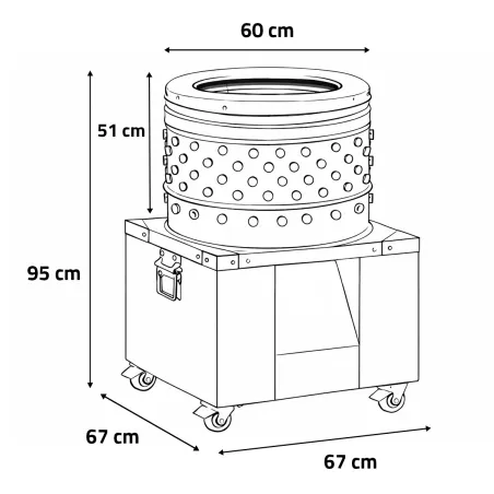 Plumeuse humide inox 154 doigts - Tambour 60 cm pour volailles
