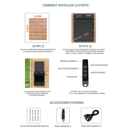 Portier solaire autonome avec télécommande et appli
