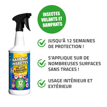 Spray anti-insectes 3D 1L - Mouches, moustiques, cafards