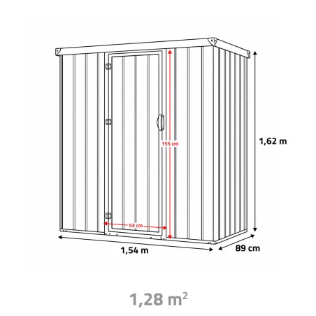 Abri jardin Durance acier - 1 porte - 1,28 m² gris/crème