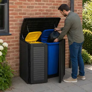 Coffre jardin 2 portes sécurisé 117x74x110 cm noir 780L