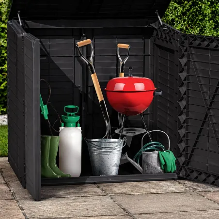 Coffre jardin 2 portes sécurisé 117x74x110 cm noir 780L