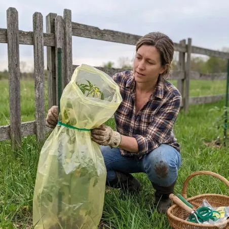 Gaine forçage jaune anti-UV pour tomates et légumes