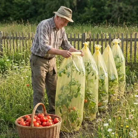 Gaine forçage jaune anti-UV pour tomates et légumes