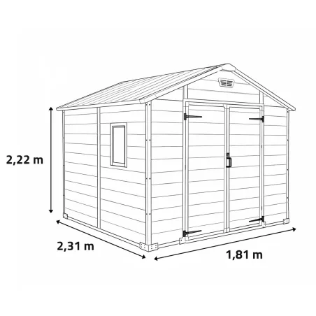 Abri Lys plastique 2 portes - 4,18m² - Hauteur 222 cm