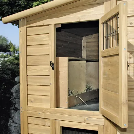 Poulailler bois 2 niveaux 10-15 poules 222x115x200 cm