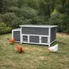 Poulailler métal gris/blanc à toit ouvrant 142x73x82 cm