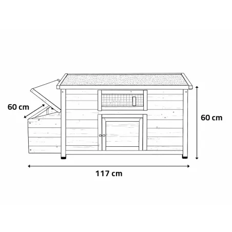 Poulailler bois 3 poules - toit asphalte et fenêtre