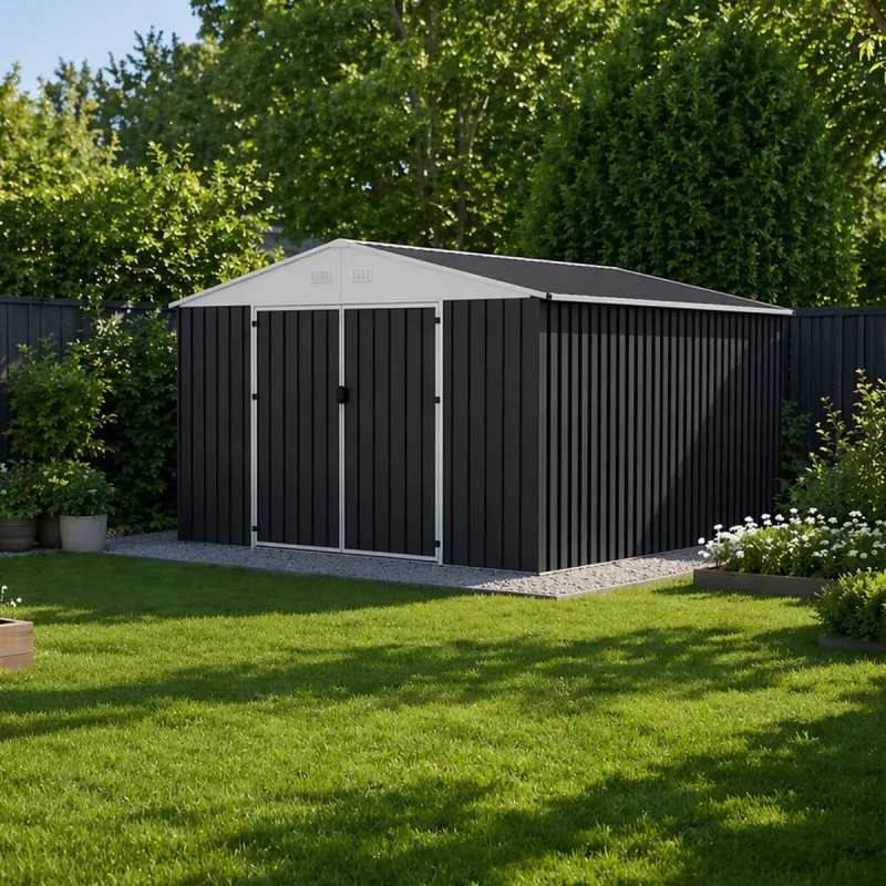 Abri de jardin Escaut acier 12,33m² - 2 portes battantes