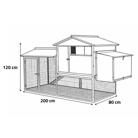 Poulailler galvanisé 3-4 poules 200x80x120 cm métal