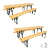 Ensemble 2 tables + 4 bancs pin massif 177 cm extérieur