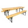 Ensemble 2 tables + 4 bancs pin massif 177 cm extérieur
