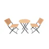 Set bistrot Ø61cm + 2 chaises osier - Acier noir extérieur
