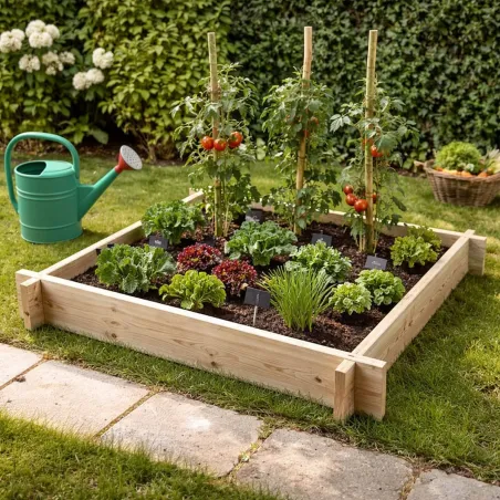 Kit 3 carrés potagers en sapin avec géotextile