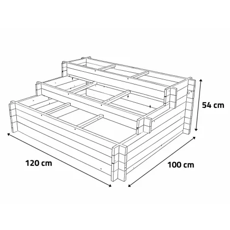 Kit 3 carrés potagers en sapin avec géotextile