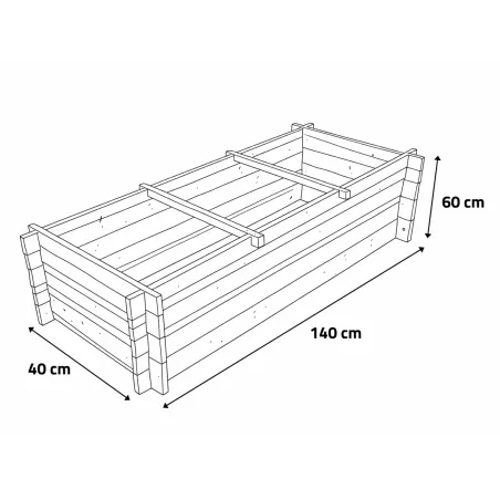 Kit 3 carrés potagers en sapin avec géotextile