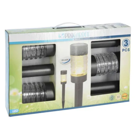 3 lampes solaires LED blanc chaud - Design noir élégant