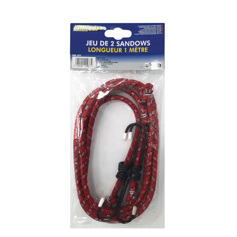 Lot de 2 sandows élastiques 1m avec crochets robustes