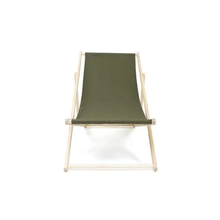 Lot de 2 chiliennes bois pin & toile coton kaki 75x88cm