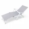 Chaise longue alu blanc 175 cm - Toile textilène résistante