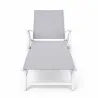 Chaise longue alu blanc 175 cm - Toile textilène résistante
