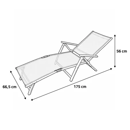 Chaise longue alu blanc 175 cm - Toile textilène résistante