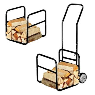 Chariot porte-bûches 2-en-1 amovible - 50 kg - 114x62x44 cm