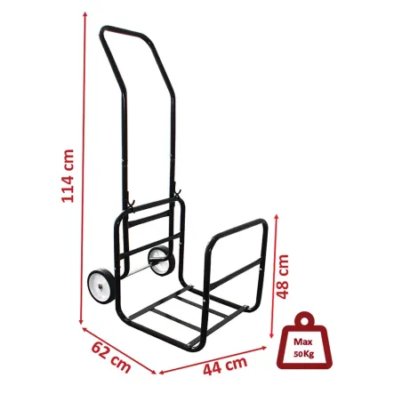 Chariot porte-bûches 2-en-1 amovible - 50 kg - 114x62x44 cm