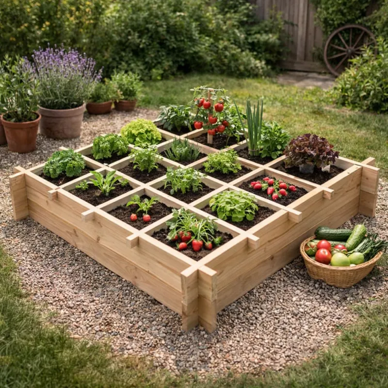Carré potager sapin 90x90x27 cm - Montage facile avec géotextile