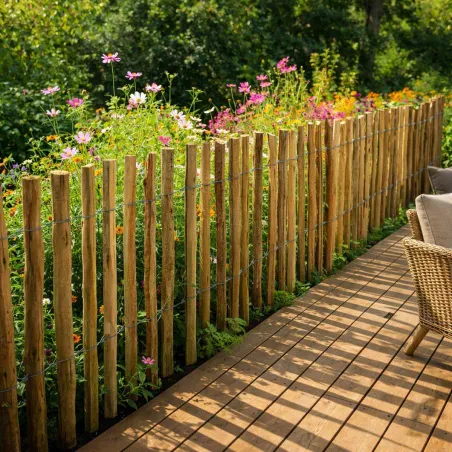 Clôture en châtaignier PEFC - 5m x 1,20m - Écart 6-7cm