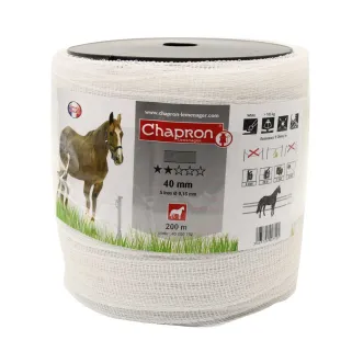 Ruban clôture électrique 40 mm - 200 m blanc haute résistance