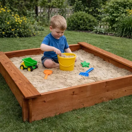 Bac à sable en bois 120x120 cm - Jeu extérieur enfants