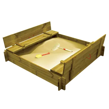 Bac à sable bois traité 120x120 cm avec couvercle