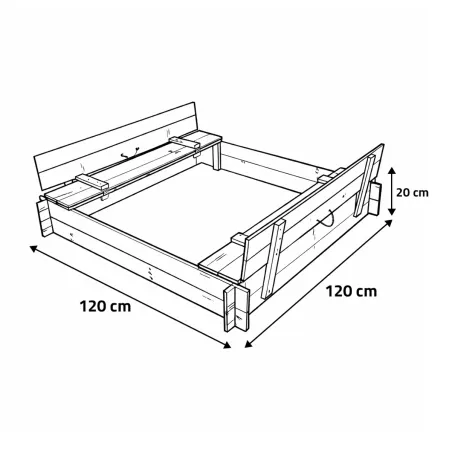 Bac à sable bois traité 120x120 cm avec couvercle