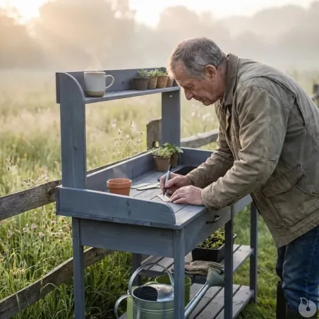 Table rempotage bois avec bac - 114x46x120 cm ergonomique