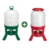 Kit abreuvoir 40L + mangeoire 30kg sur pieds volailles