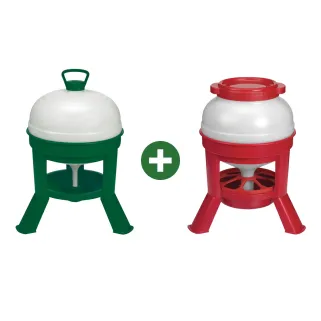 Kit abreuvoir 20L + mangeoire 15kg sur pieds