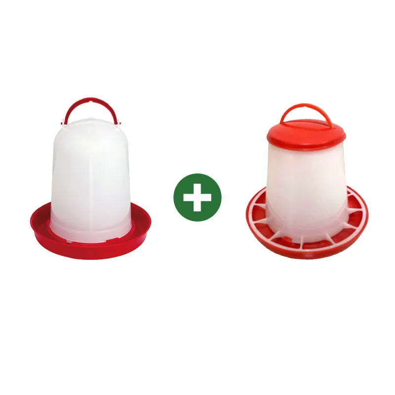 Kit abreuvoir 1,5L + mangeoire 1,5kg avec poignée