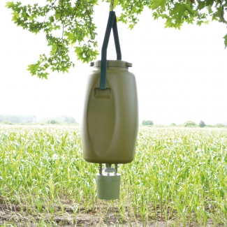 Kit agrainoir automatique 6v + bidon + suspente + batterie + panneau solaire