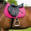 Tapis de selle cheval fuchsia, tresse grise