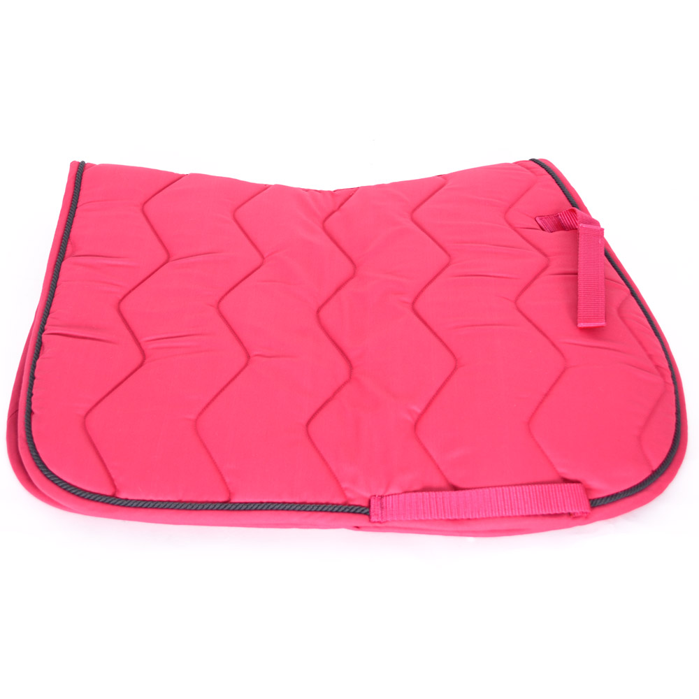 Tapis de selle cheval fuchsia, tresse grise