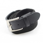 Ceinture Tresse Elastique Et Cuir noire