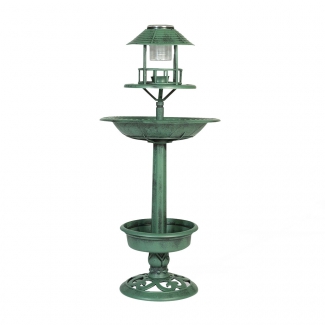 Mangeoire sur pied oiseaux / vasque lampe solaire bain d'oiseaux